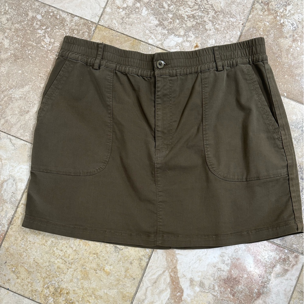 Michael Stars Monroe Stretch Cotton Utility Green Mini Skirt